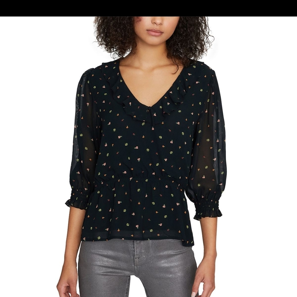 SANCTUARY , NEW . ⁿWomen's Emelia Ruffled Peplum Blouse Shirt Top M & L